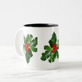 ヒイラギのクリスマスの休日のマグ ツートーンマグカップ (正面左)