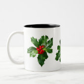 ヒイラギのクリスマスの休日のマグ ツートーンマグカップ (左)