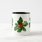 ヒイラギのクリスマスの休日のマグ ツートーンマグカップ (中央)