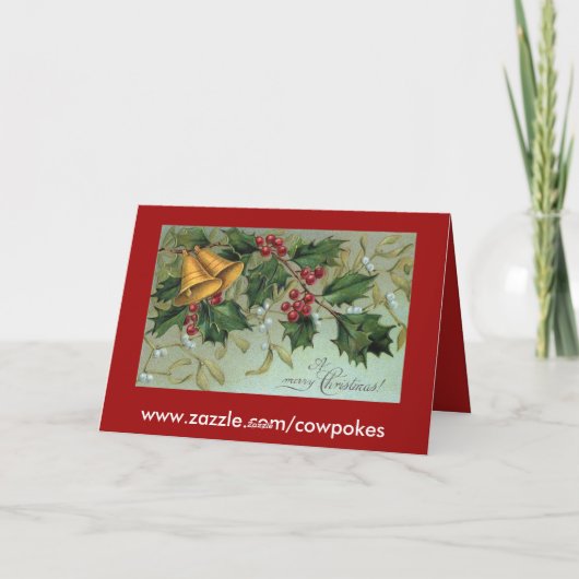 ヒイラギのクリスマスの挨拶状の鐘 シーズンカード (裏面)