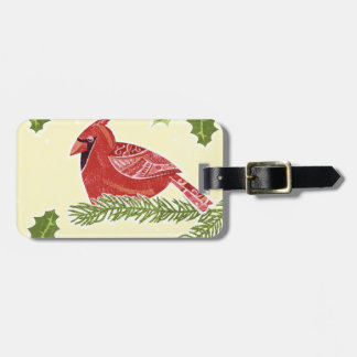 ヒイラギのクリスマスDesigの枝の基本的な鳥 ラゲッジタグ