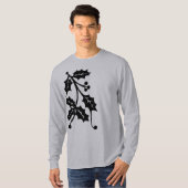 ヒイラギのシルエット-人の長袖のワイシャツ Tシャツ (正面フル)