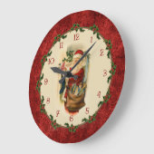ヒイラギのボーダーを持つビクトリアンなサンタクロース ラージ壁時計 (傾斜)