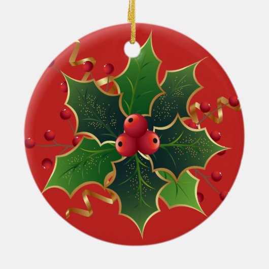 ヒイラギのヤドリギのクリスマスツリーの陶磁器のオーナメント セラミックオーナメント (裏面)