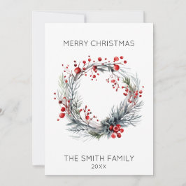 ヒイラギのリースのクリスマスカード シーズンカード
