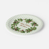 ヒイラギのリースのヴィンテージのパーソナライズなクリスマス ペーパープレート (アングル)