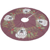 ヒイラギのリースの英国のブルドッグのクリスマスツリーのスカート フリース ツリースカート (アングル)