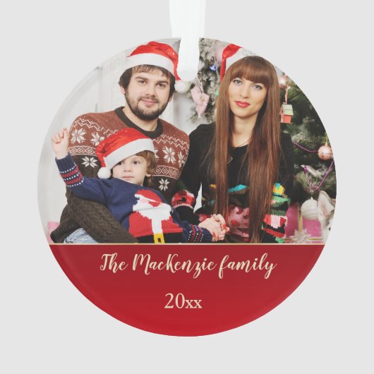 ヒイラギのリース、雪片のクリスマスの写真 オーナメント (裏面)