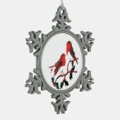 ヒイラギのロビンのフェスティバルの芸術 スノーフレークピューターオーナメント (左)