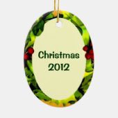 ヒイラギの写真フレームの名前入りな楕円形のオーナメント セラミックオーナメント (裏面)