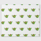 ヒイラギの包装紙を持つかわいいマウス ラッピングペーパー (フラット)