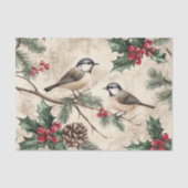 ヒイラギの実と枝の上の2羽の鳥 薄葉紙 (正面)