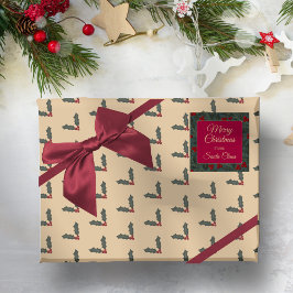ヒイラギの実のクリスマス ラッピングペーパー