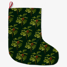 ヒイラギの小枝 クリスマス 赤い実 ラージクリスマスストッキング