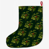 ヒイラギの小枝 クリスマス 赤い実 ラージクリスマスストッキング (裏面)