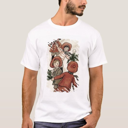 ヒイラギの投げる雪玉を持つ子供 Tシャツ (正面)