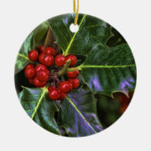 ヒイラギの果実および葉 セラミックオーナメント (正面)