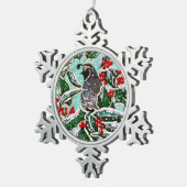 ヒイラギの果実のウズラのオーナメント スノーフレークピューターオーナメント (右)