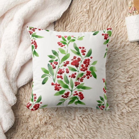 ヒイラギの果実のクリスマスの枕 クッション (ブランケット)