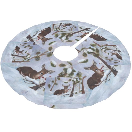 ヒイラギの果実のシカ ブラッシュドポリエステルツリースカート (アングル)