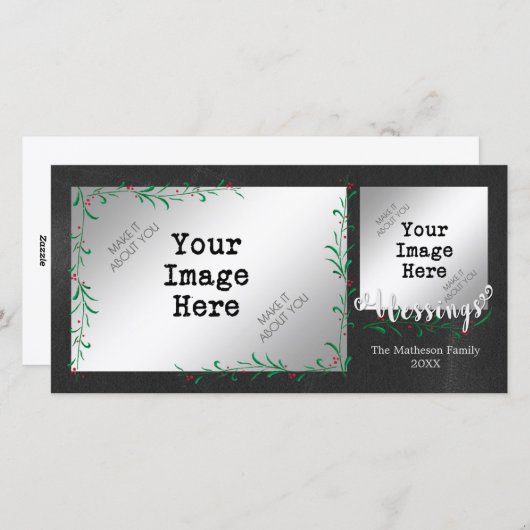 ヒイラギの果実のスワッグの恵みの写真 シーズンカード (正面/裏面)