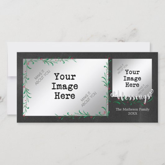 ヒイラギの果実のスワッグの恵みの写真 シーズンカード (正面)