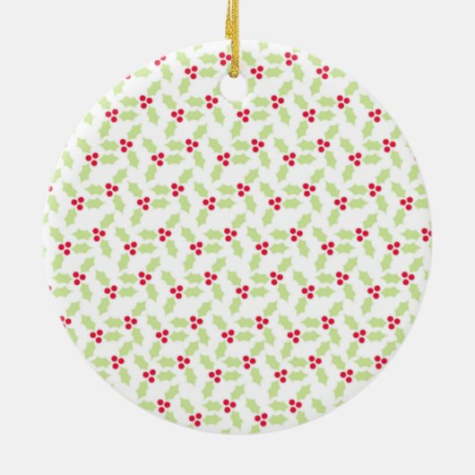 ヒイラギの果実のベビーの初めてのクリスマスの写真のオーナメント セラミックオーナメント (裏面)