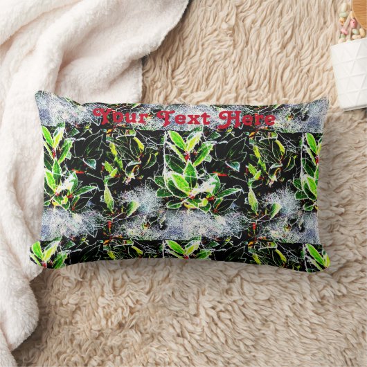 ヒイラギの果実の季節的なデザインの霜の降りたなクモの巣 ランバークッション (ブランケット)