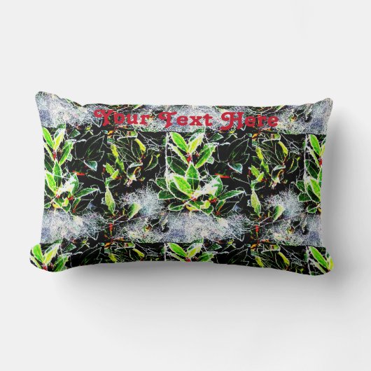 ヒイラギの果実の季節的なデザインの霜の降りたなクモの巣 ランバークッション (正面)