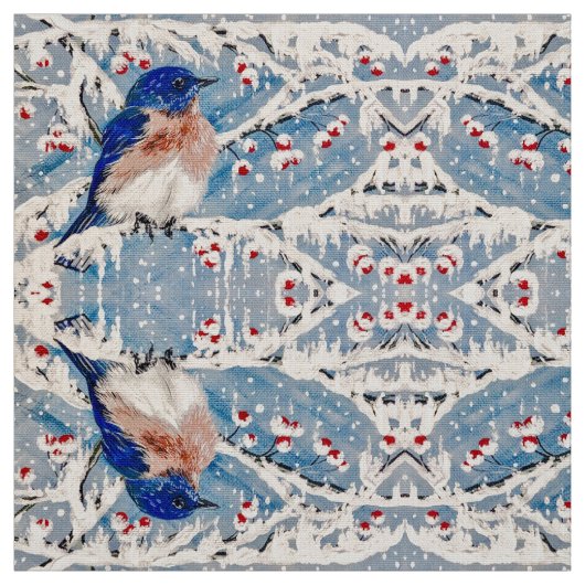 ヒイラギの果実の生地の山のブルーバード ファブリック (見本)