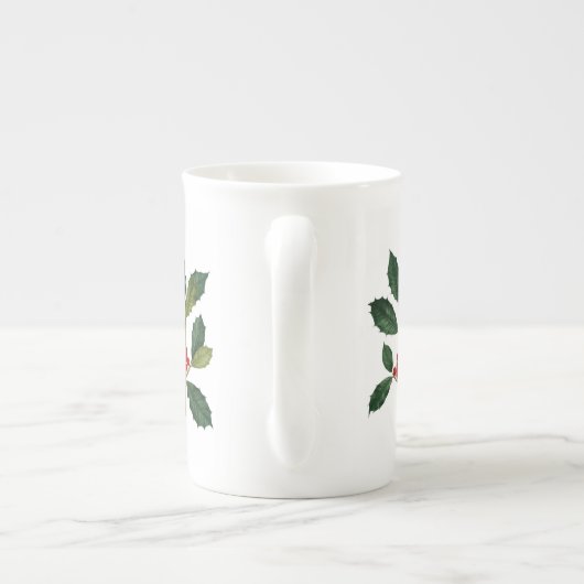 ヒイラギの果実の骨灰磁器の茶マグ ボーンチャイナマグカップ (裏面)