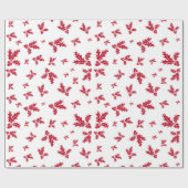 ヒイラギの果実及び葉の赤い小枝 ラッピングペーパー (フラット)