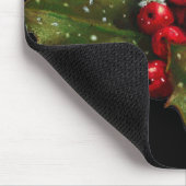 ヒイラギの果実、マツ円錐形: クリスマスの油のパステル マウスパッド (コーナー)