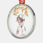 ヒイラギの枝との冬のハーバード男女共学 メタルオーナメント (左)