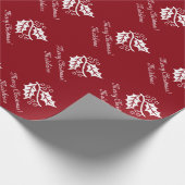 ヒイラギの葉が付いているエレガントなクリスマスの包装紙 ラッピングペーパー (角)