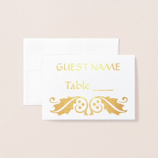 ヒイラギの葉が付いている金ゴールドの地名カード 箔カード (封筒付き正面)