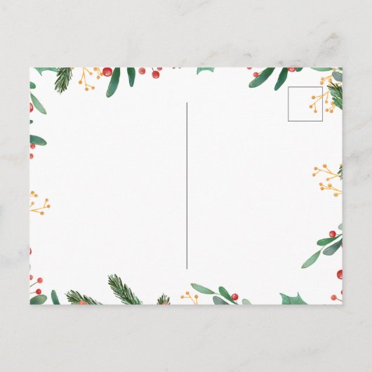 ヒイラギの葉の果実のクリスマス|の保存日付 案内ポストカード (裏面)