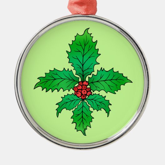 ヒイラギの葉の（紋章の）フラ・ダ・リ メタルオーナメント (正面)