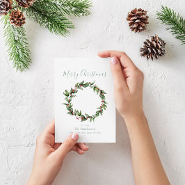 ヒイラギの赤い実のクリスマスリース シーズンカード