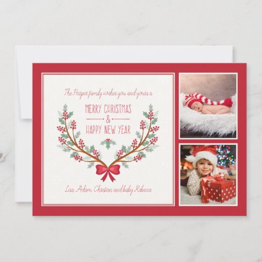 ヒイラギはカード2つの写真の休日分岐します シーズンカード (正面)