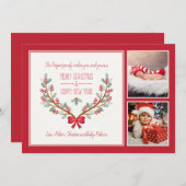 ヒイラギはカード2つの写真の休日分岐します シーズンカード (正面/裏面)