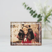 ヒイラギは白いボーダークリスマスの写真の挨拶を去ります シーズンポストカード (スタンド正面)