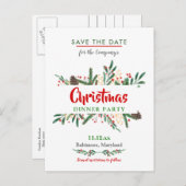 ヒイラギは|のクリスマス夕食|の休日のパーティを去ります 案内ポストカード (正面/裏面)