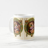 ヒイラギを持つメリーそしてイエス・キリスト コーヒーマグカップ (正面左)