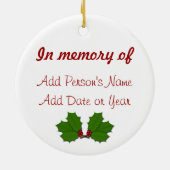 ヒイラギを記念してリースはオーナメント木の2味方しました セラミックオーナメント (裏面)