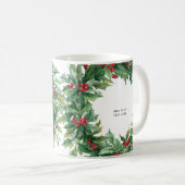 ヒイラギベリー クリスマス ビジネス ロゴ テキスト コーヒーマグカップ (正面右)
