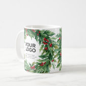 ヒイラギベリー クリスマス ビジネス ロゴ テキスト コーヒーマグカップ (正面左)