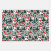 ヒイラギリの植物を持つクリスマス猫 ラッピングペーパーシート (正面3)