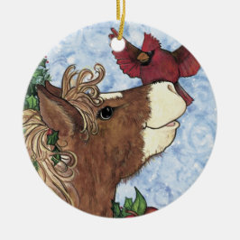 ヒイラギ日の子馬のクリスマスのオーナメント セラミックオーナメント