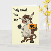 ヒイラギ牛40おもしろいな誕生日です カード (黄色い花)